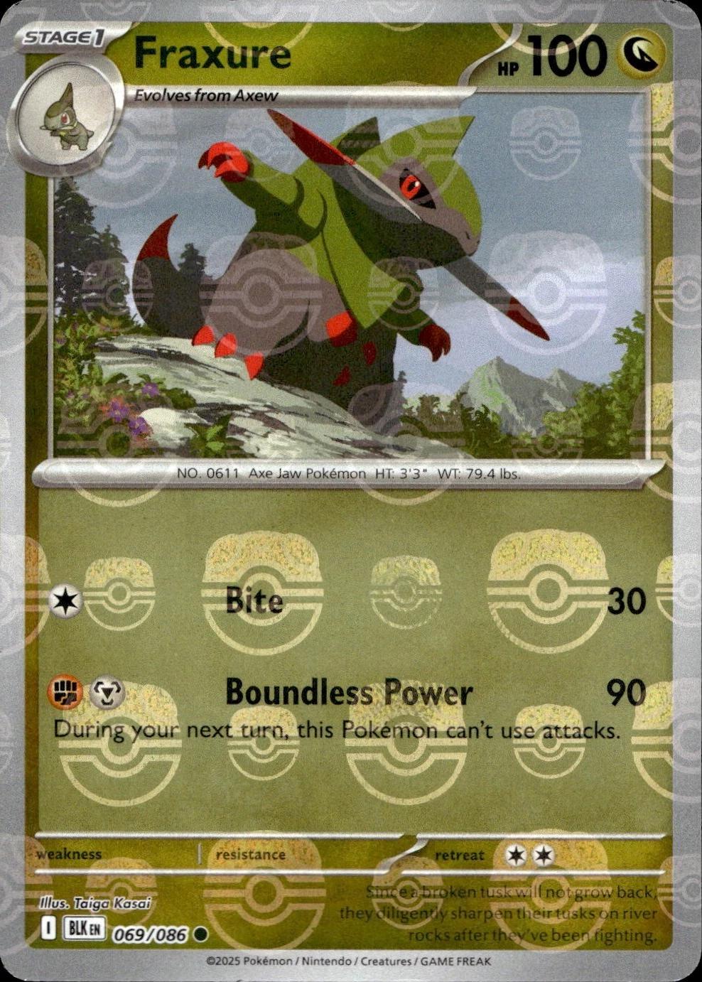Black Bolt Fraxure [Master-Ball] Pokémon card